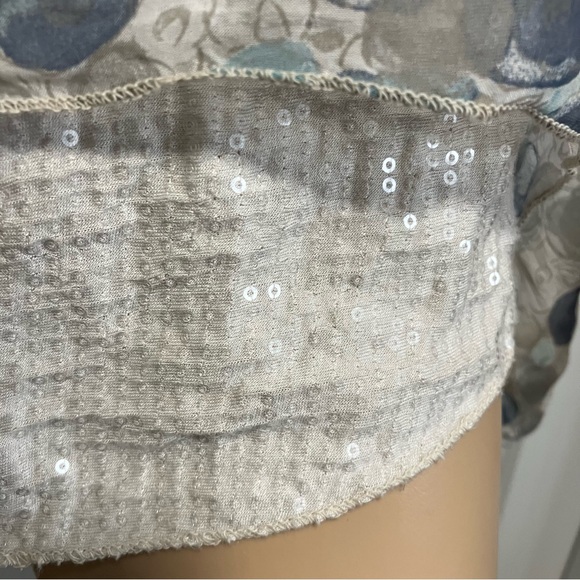 Blue and white polka dot sheer blouse with sequins - Picture 2 of 9